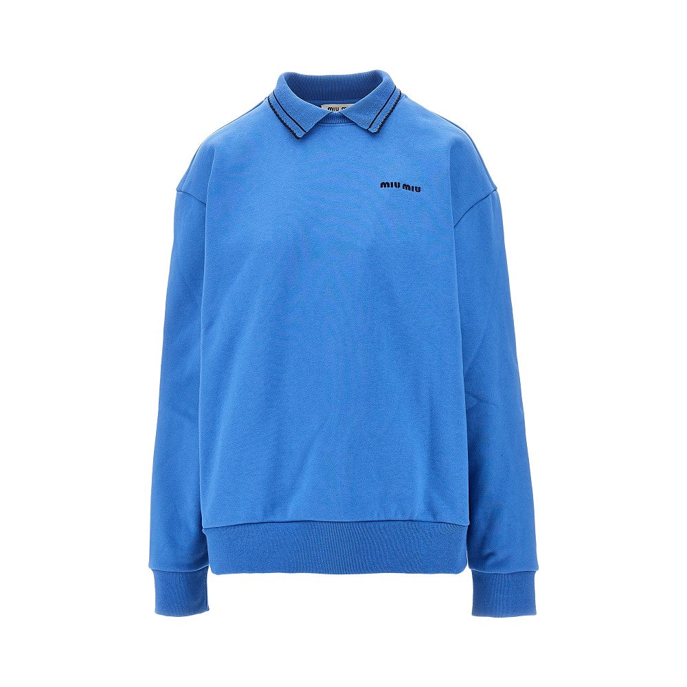 Cotton sweatshirt with scalloped collar