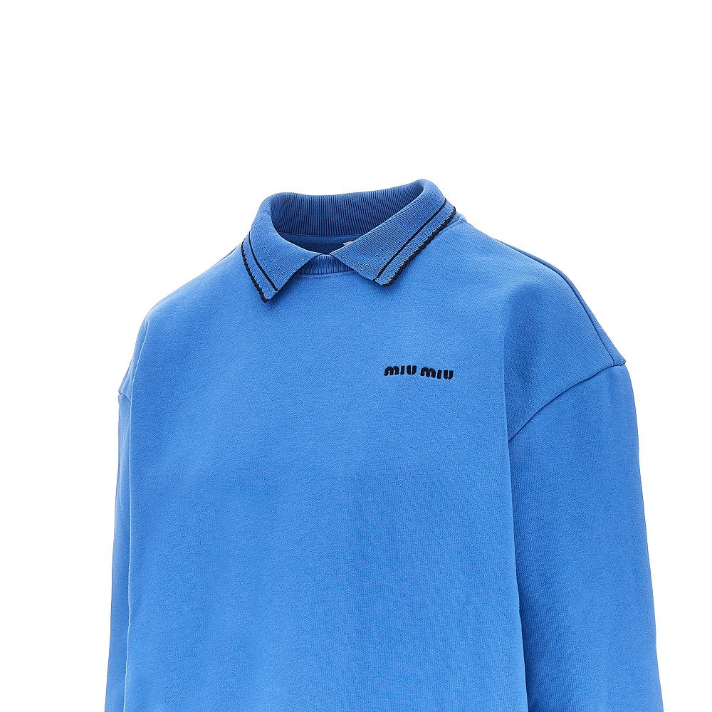 Cotton sweatshirt with scalloped collar