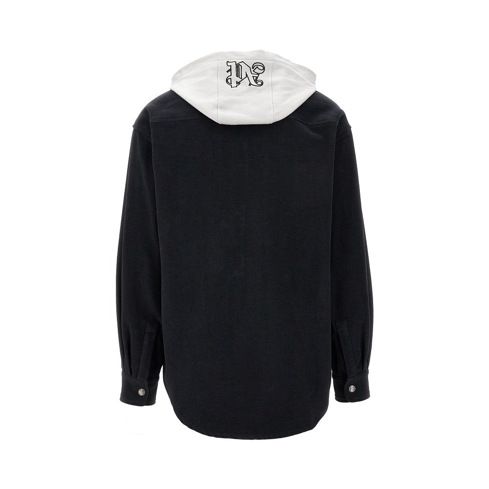 Hooded overshirt with monogram embroidery