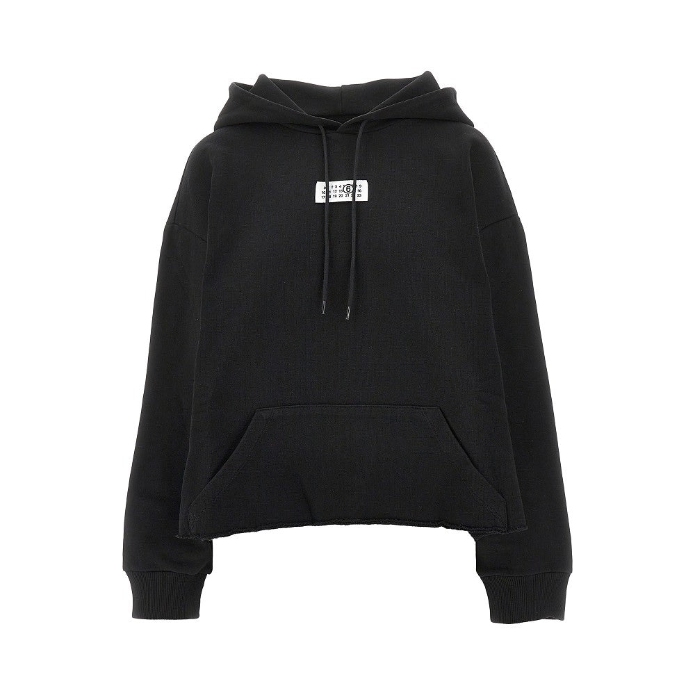 Hoodie with raw-cut hem