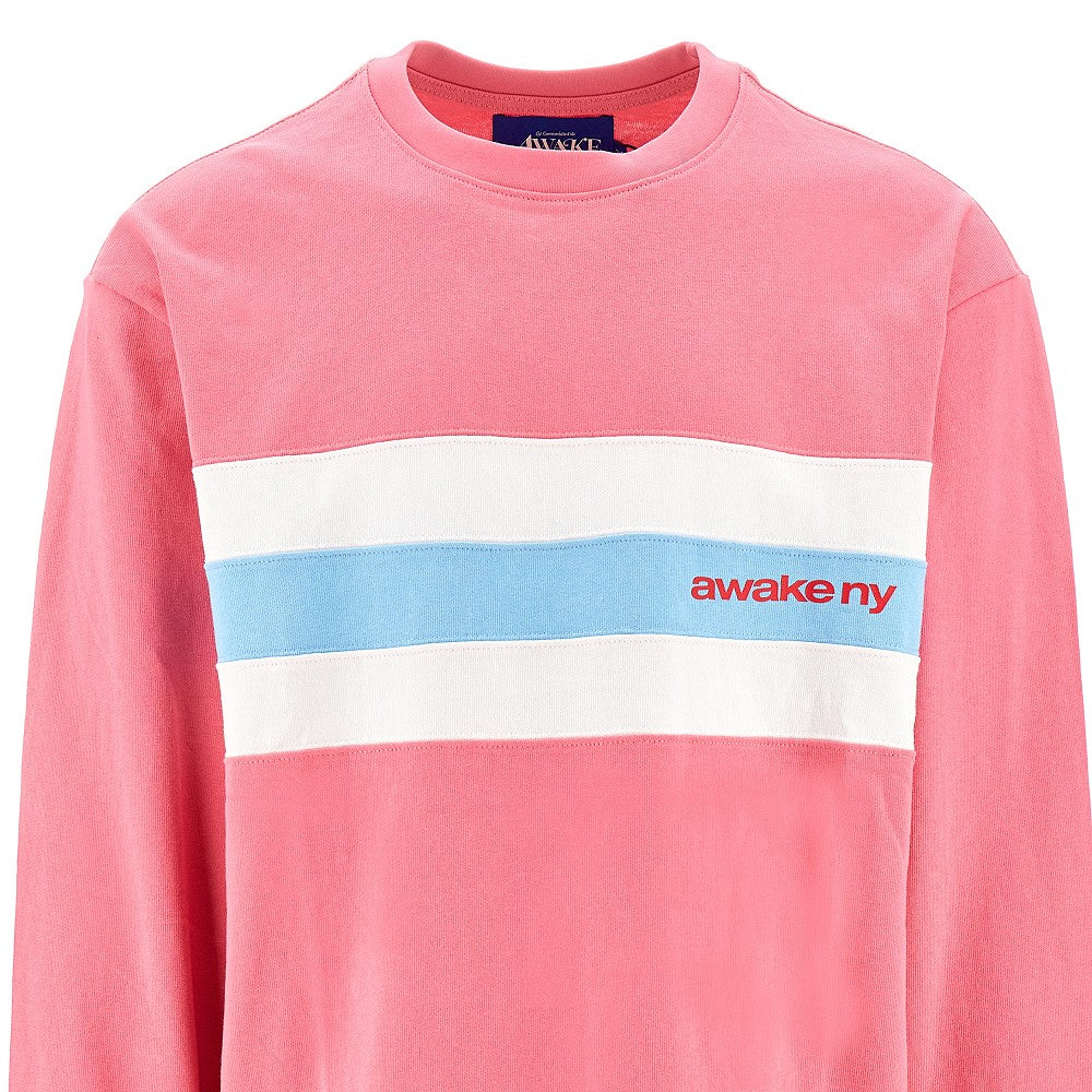 Striped inlay long-sleeved T-shirt