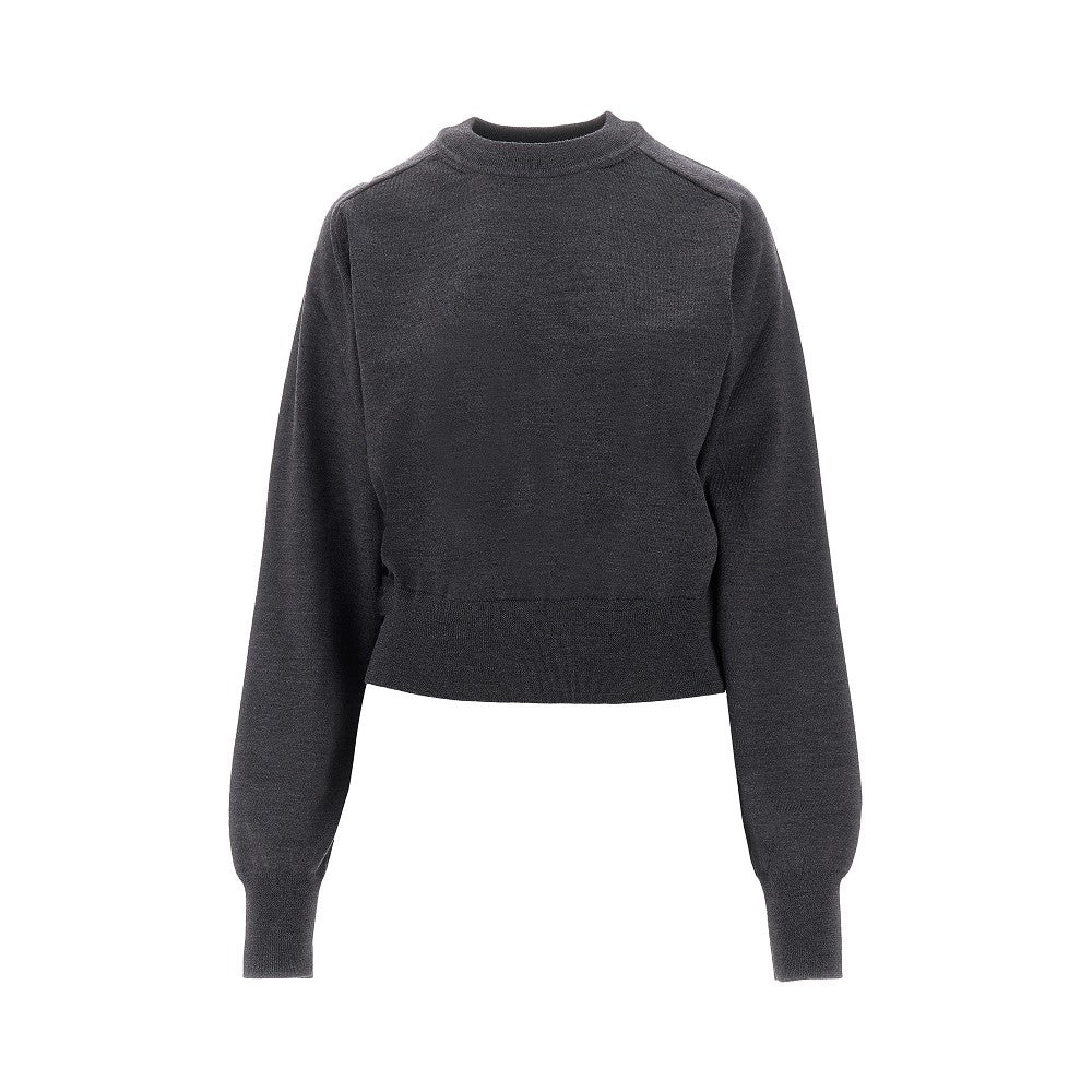 Pullover in lana con logo ricamato