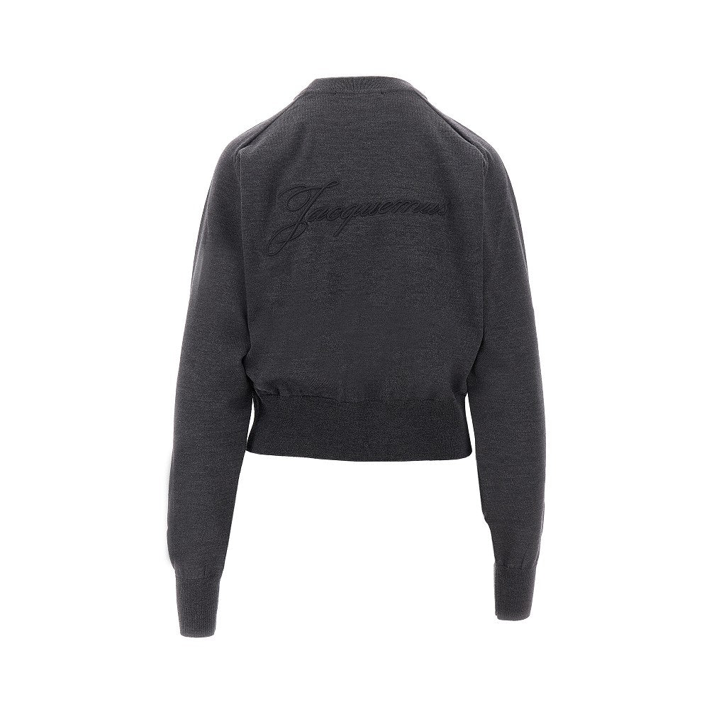 Pullover in lana con logo ricamato