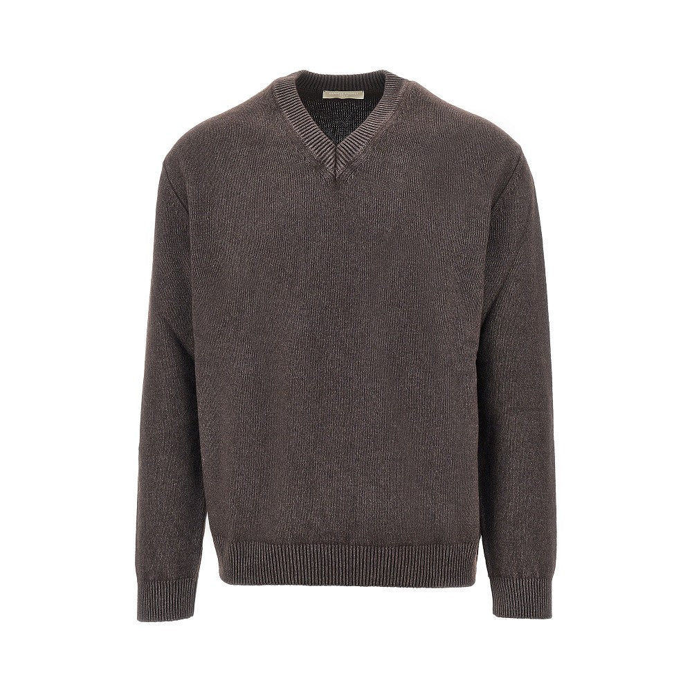 Pullover scollo a V in cachemire rigenerato