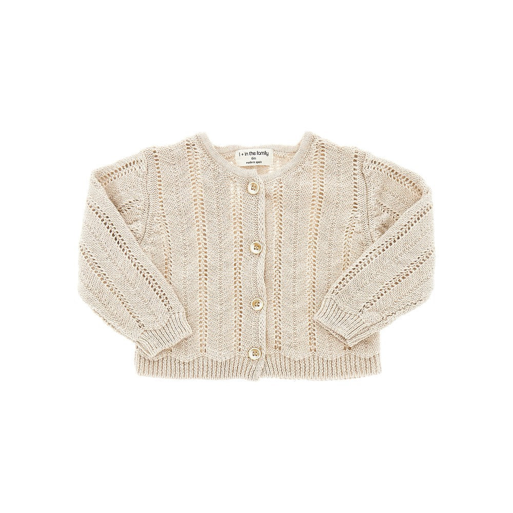 Cardigan in cotone e lino traforato