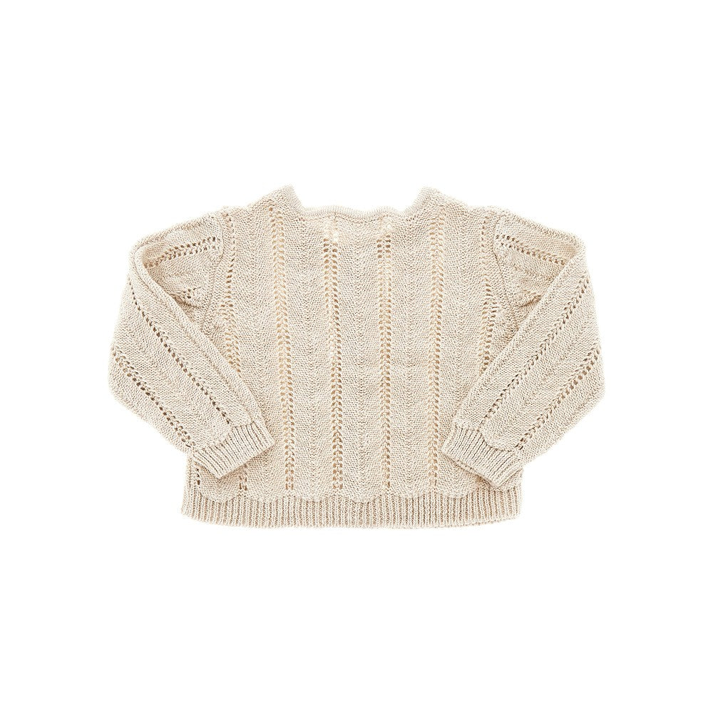 Cardigan in cotone e lino traforato