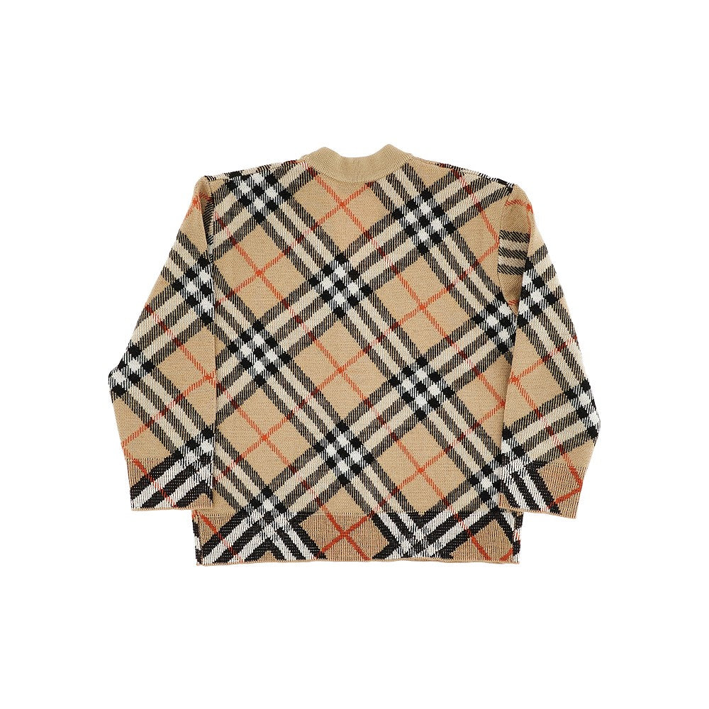 Check wool blend cardigan