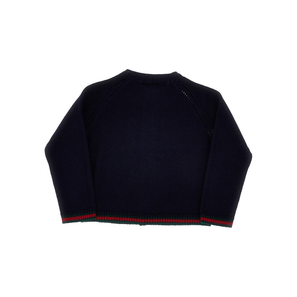 Wool cardigan with Web motif