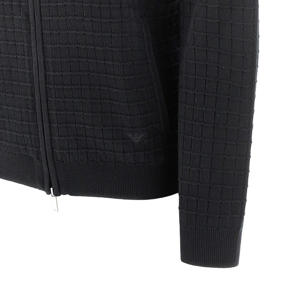 Check effect wool-blend cardigan