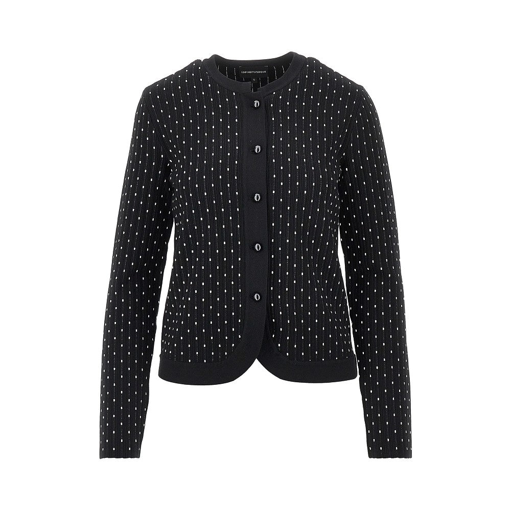 Ottoman knit crewneck cardigan