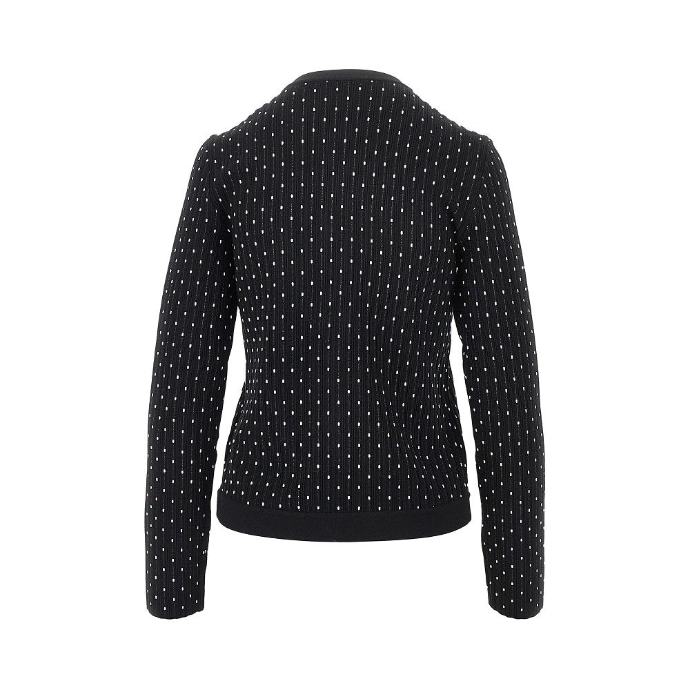 Ottoman knit crewneck cardigan