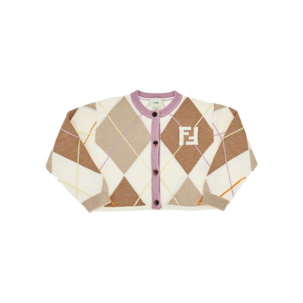 Cardigan in maglia con motivo a rombi