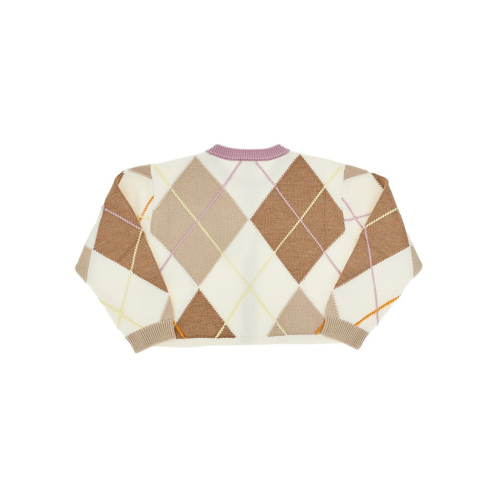 Cardigan in maglia con motivo a rombi