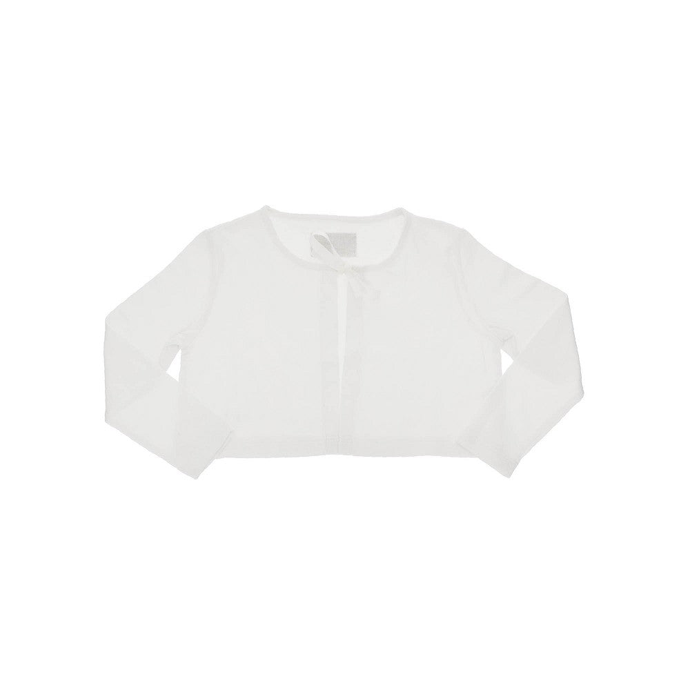Stretch cotton cardigan with bow