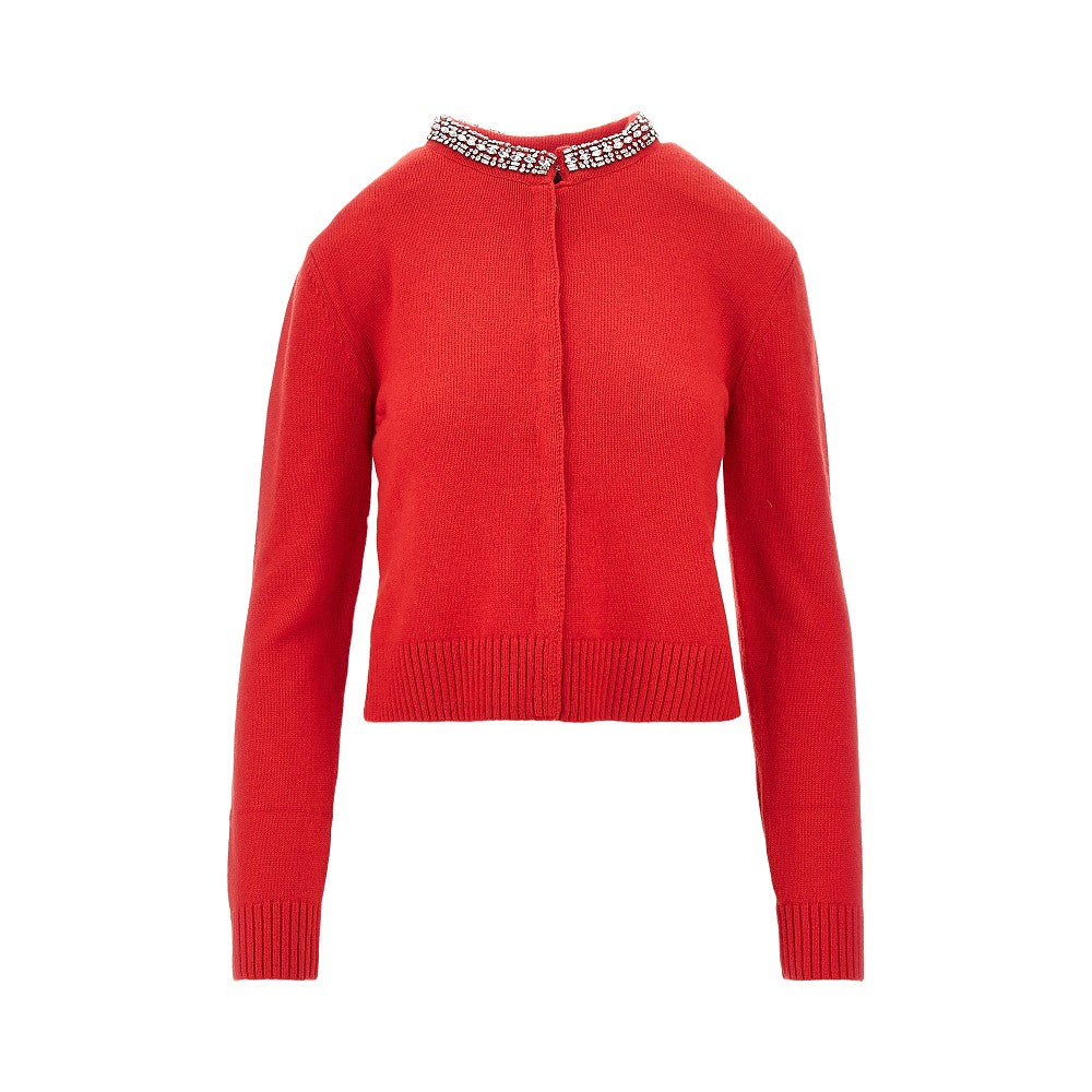 Cardigan in misto lana con cristalli