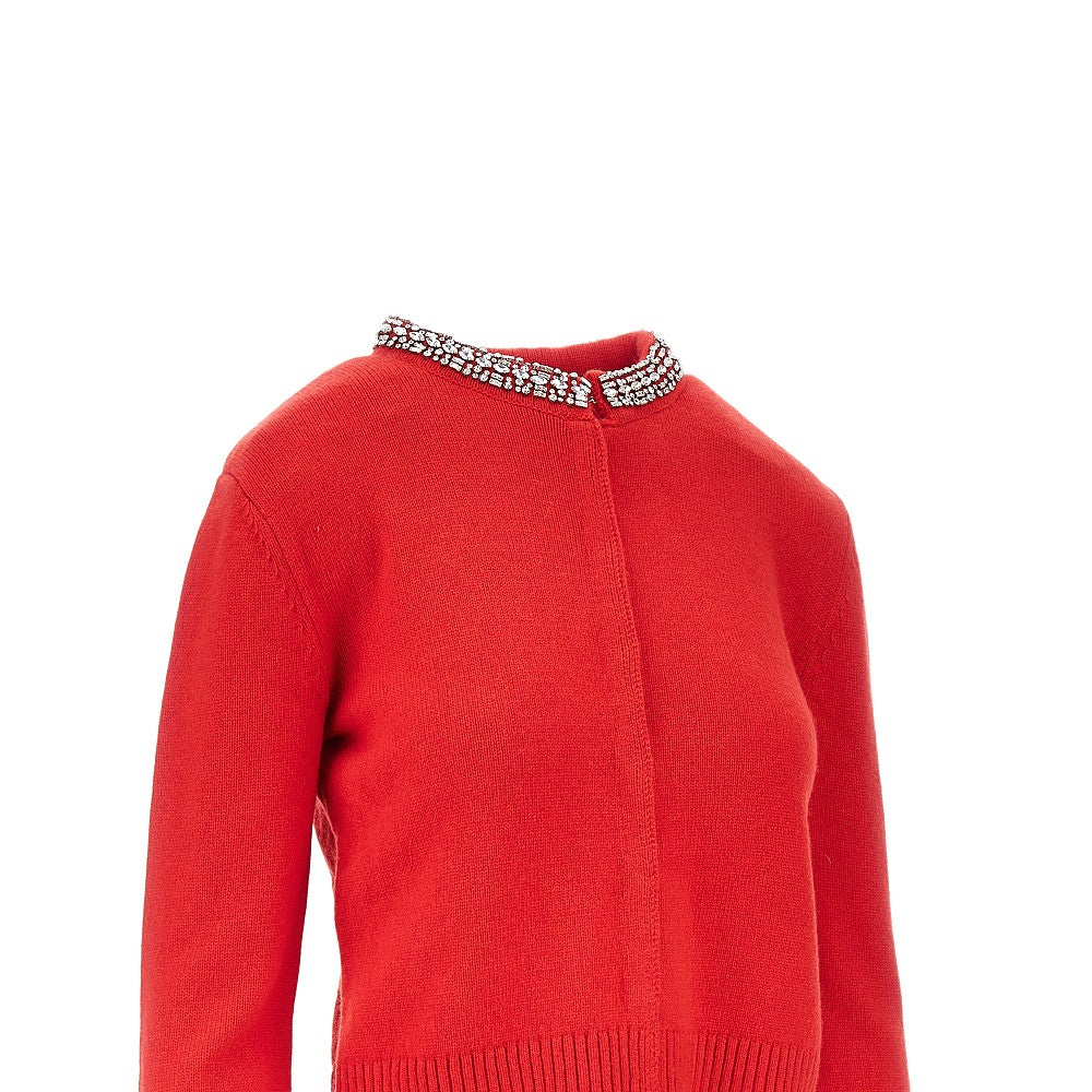 Cardigan in misto lana con cristalli