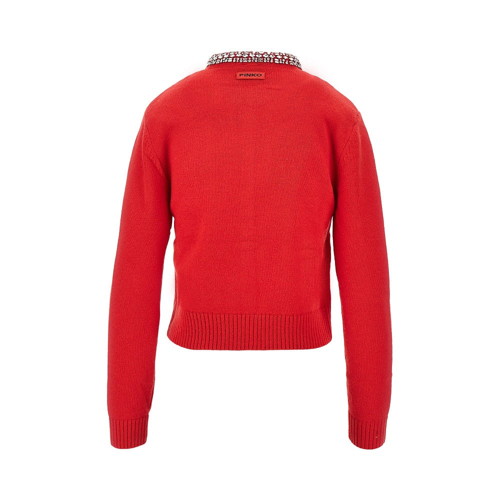 Cardigan in misto lana con cristalli