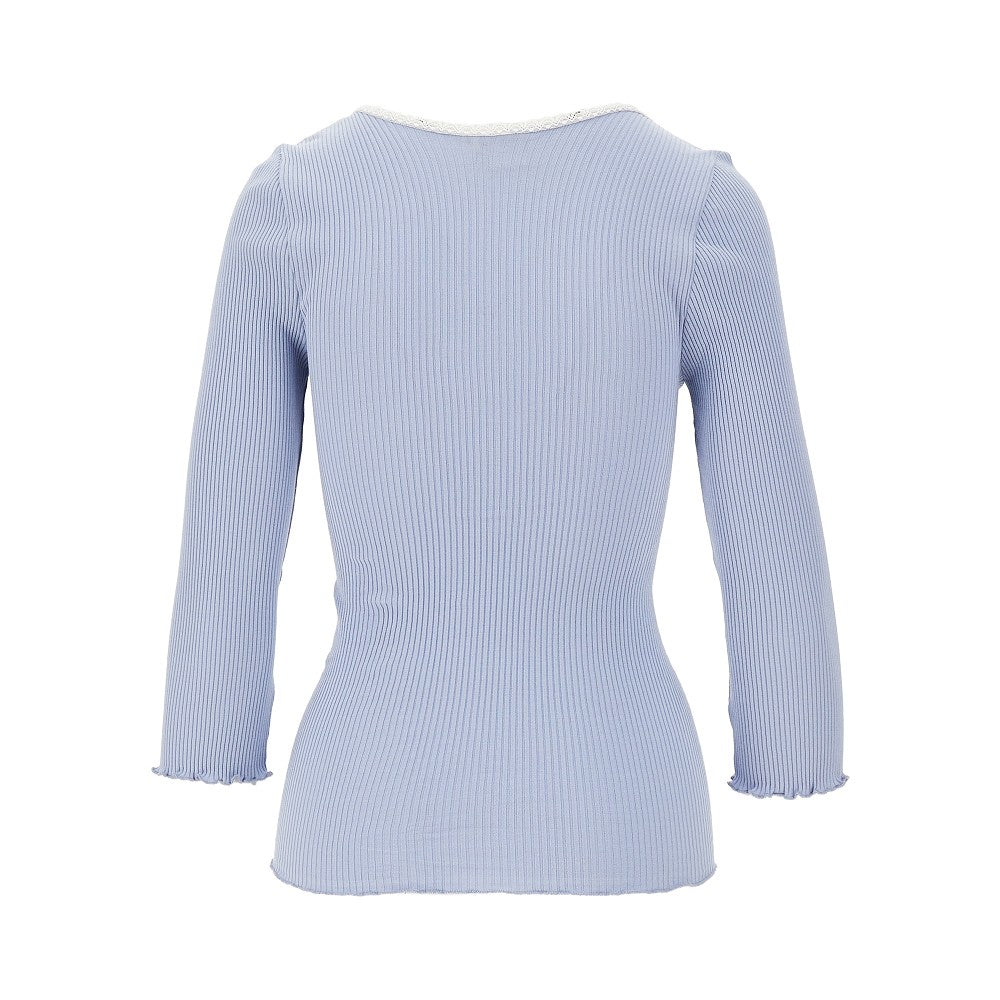 Cardigan in cotone con bordino in pizzo