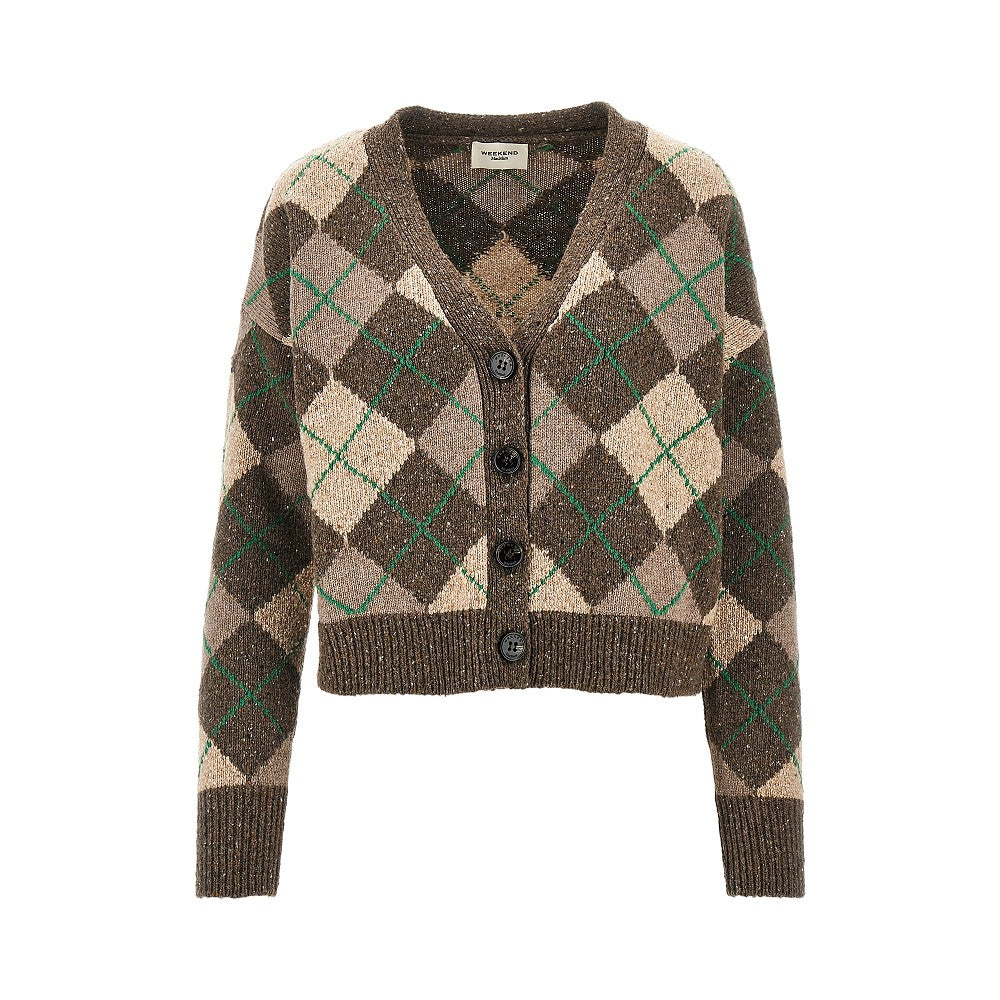 Cardigan in misto lana a rombi