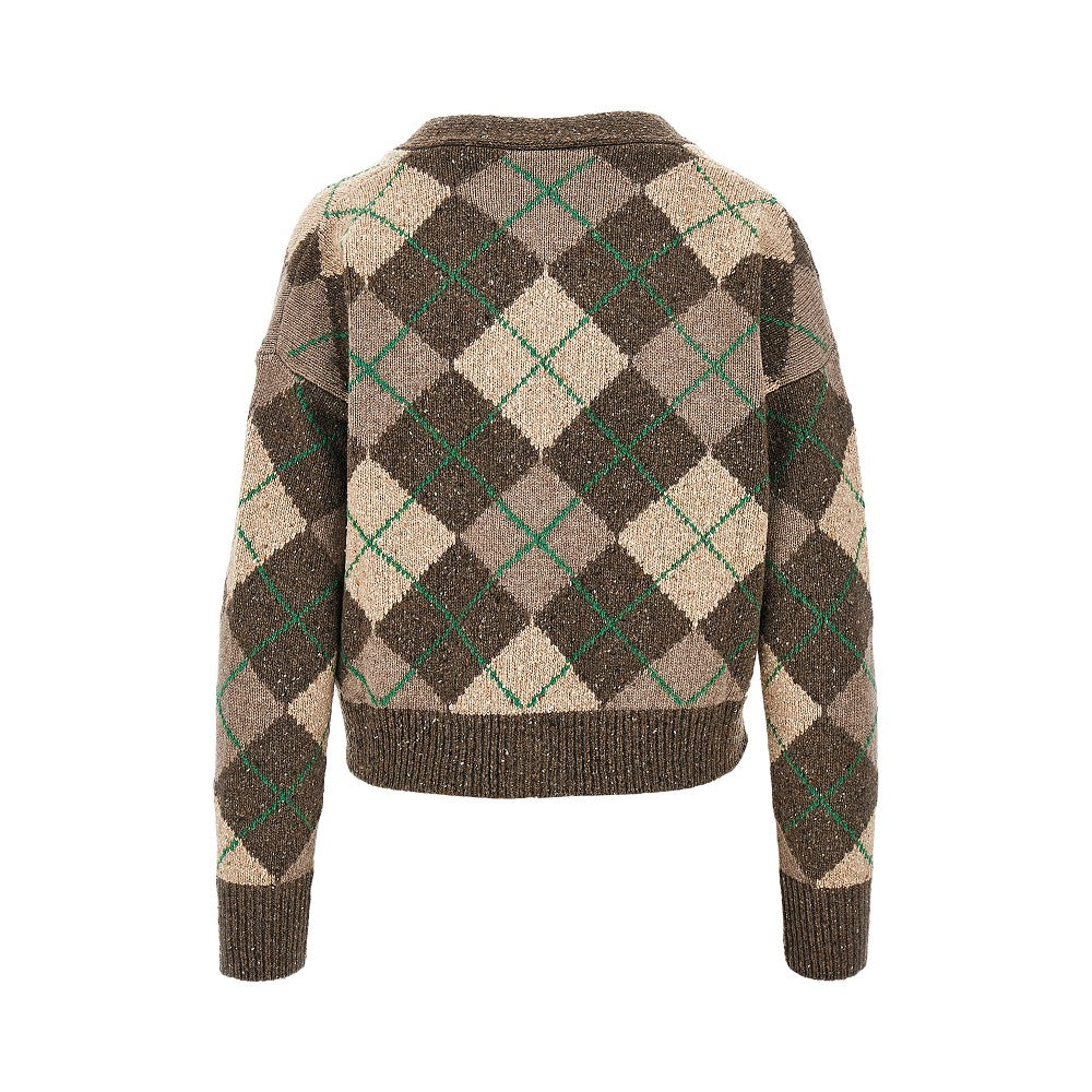 Cardigan in misto lana a rombi