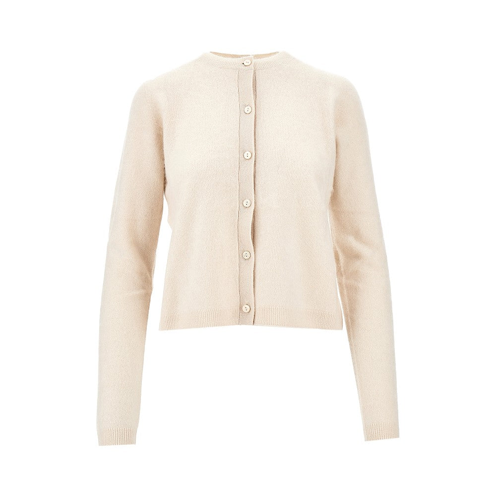 Cardigan girocollo in lana e cachemire