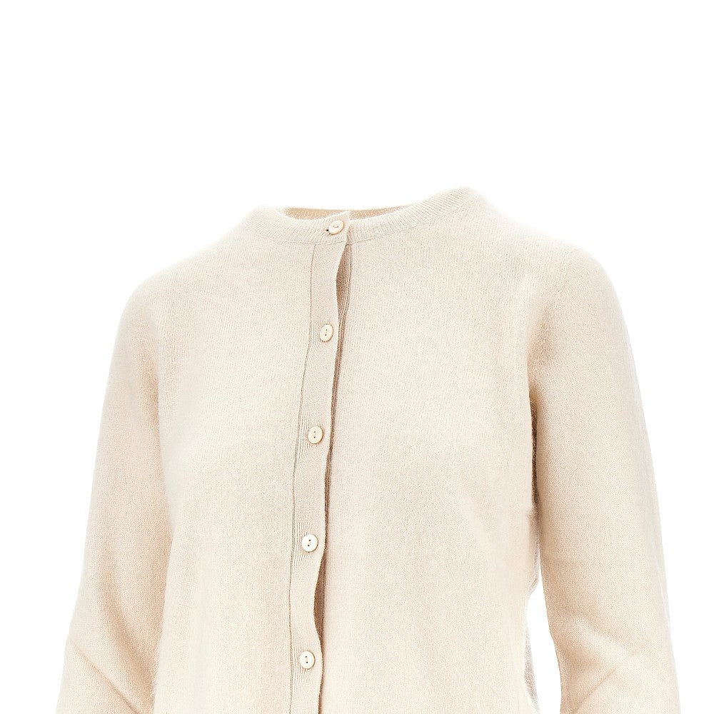 Cardigan girocollo in lana e cachemire