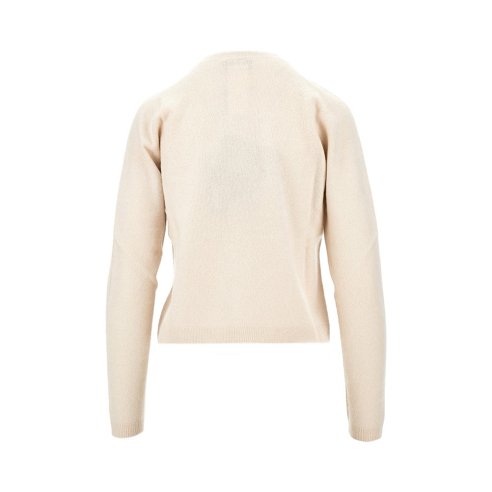 Cardigan girocollo in lana e cachemire