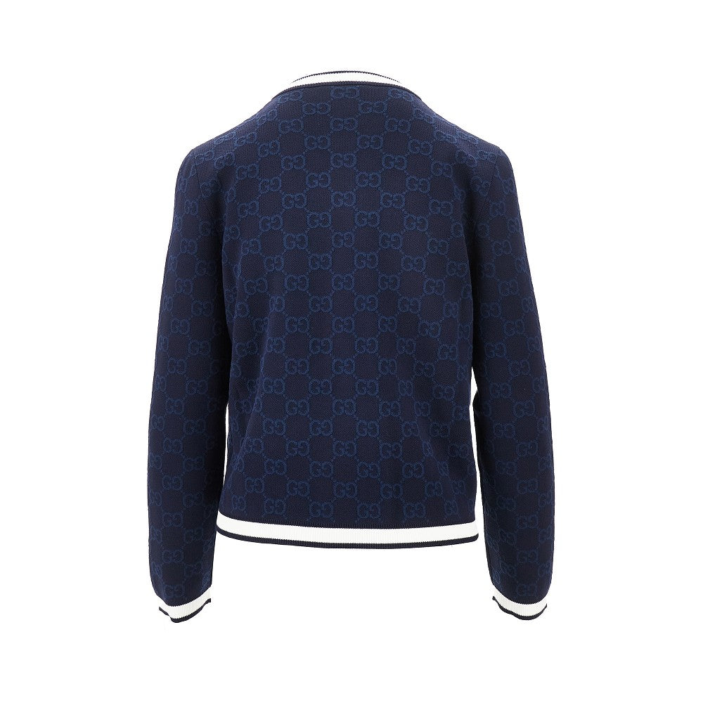 Cardigan in cotone jacquard GG