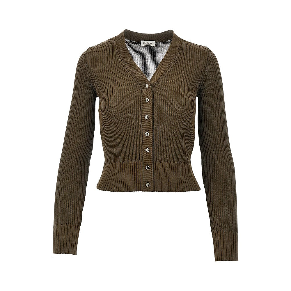 Ribbed viscose cardigan