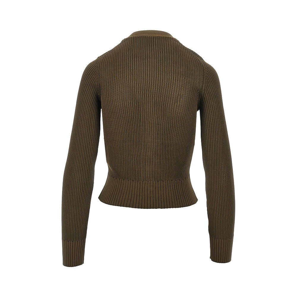 Ribbed viscose cardigan