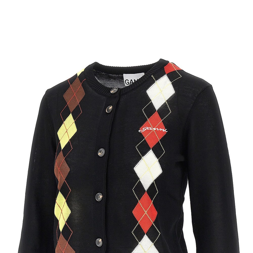 Knitted cardigan with diamond motif