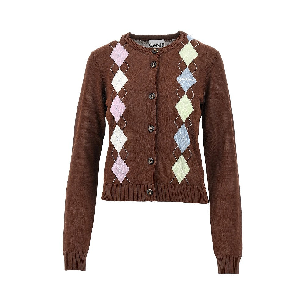 Knitted cardigan with diamond motif
