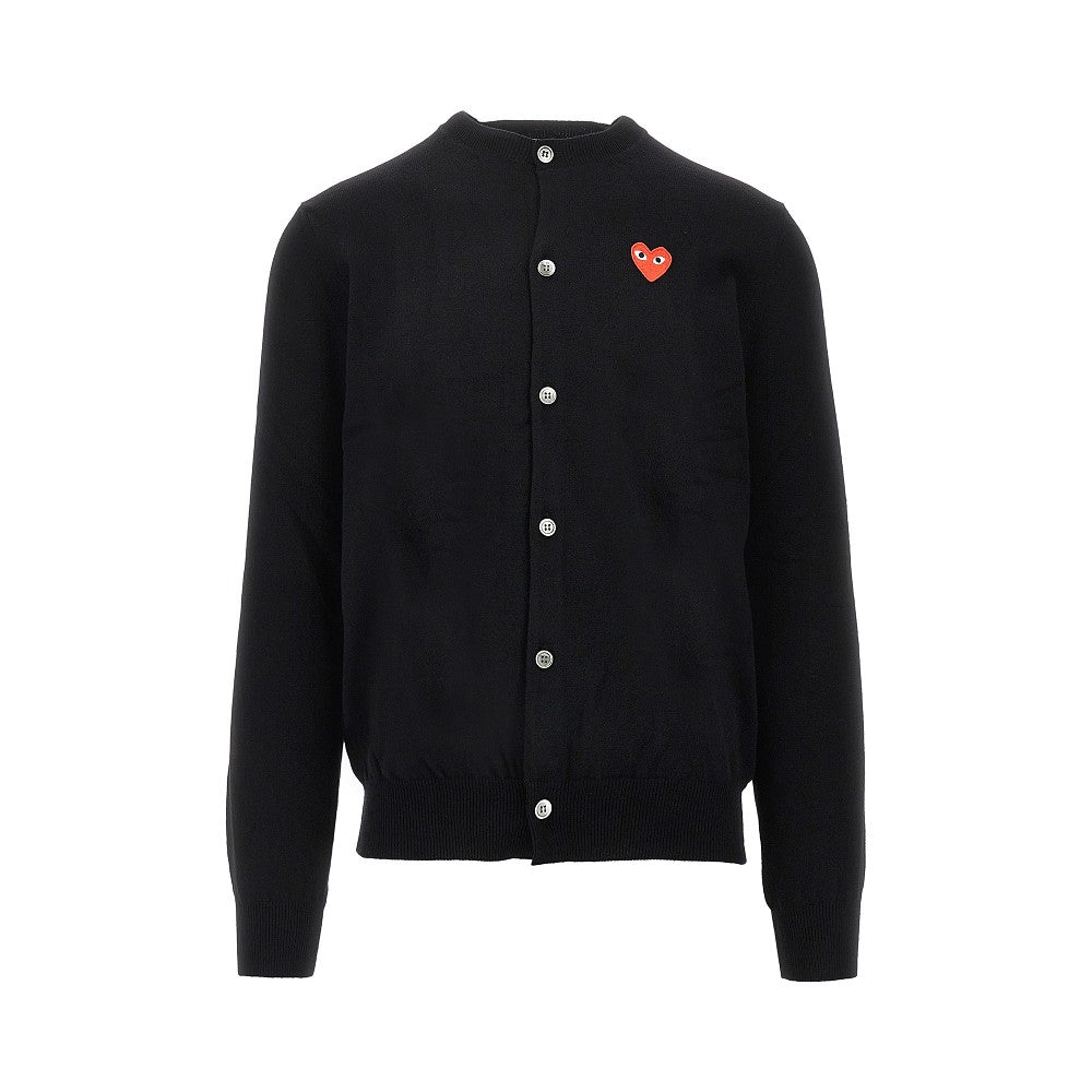 Cardigan girocollo con patch cuore