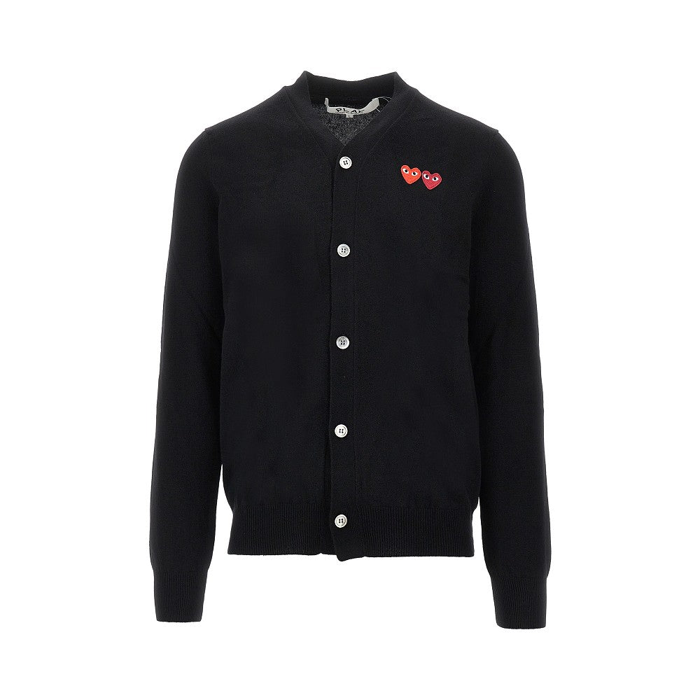 Cardigan in lana con patch cuori