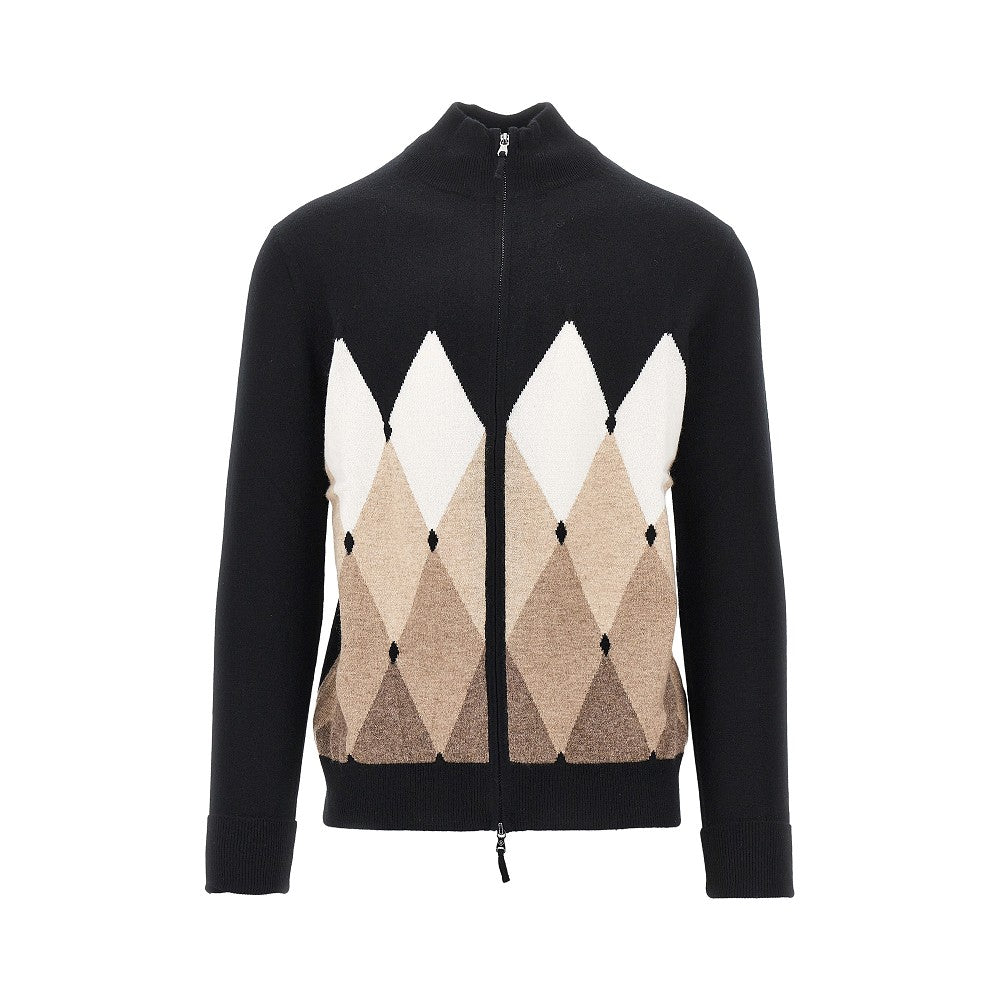 Cardigan in cachemire a rombi