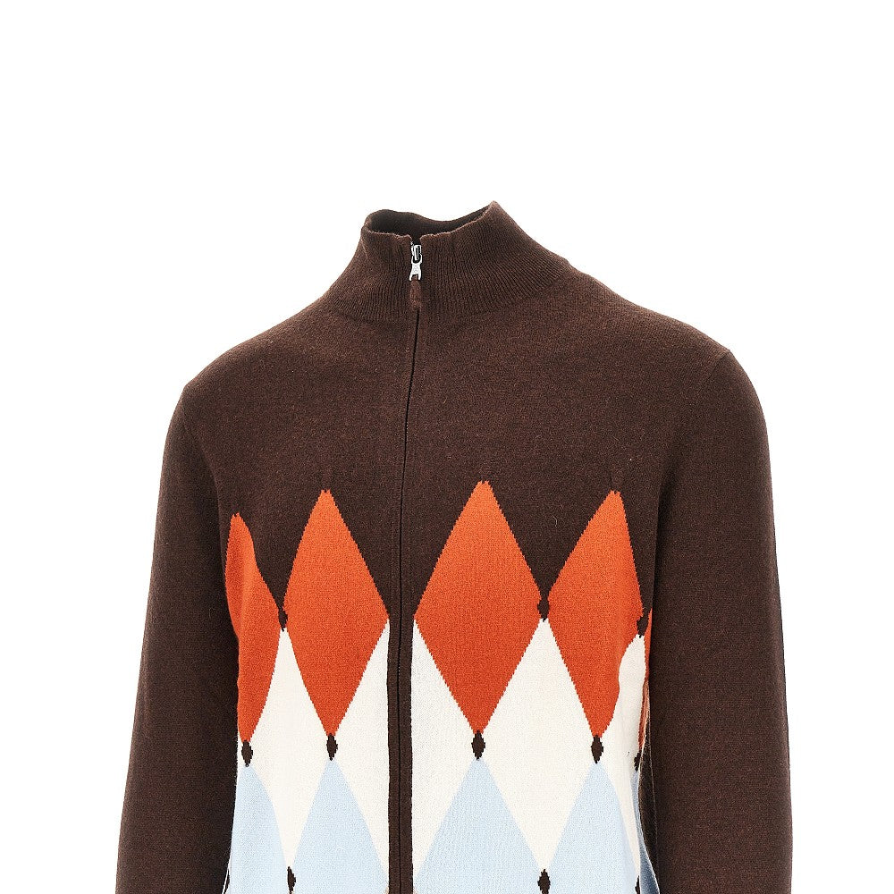 Cardigan in cachemire a rombi