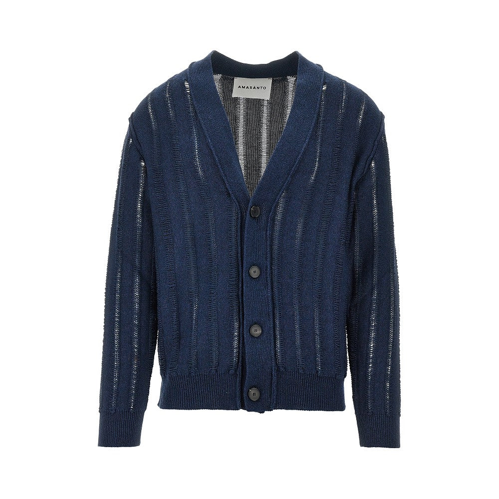 Cardigan in cotone con motivo a magli aperta