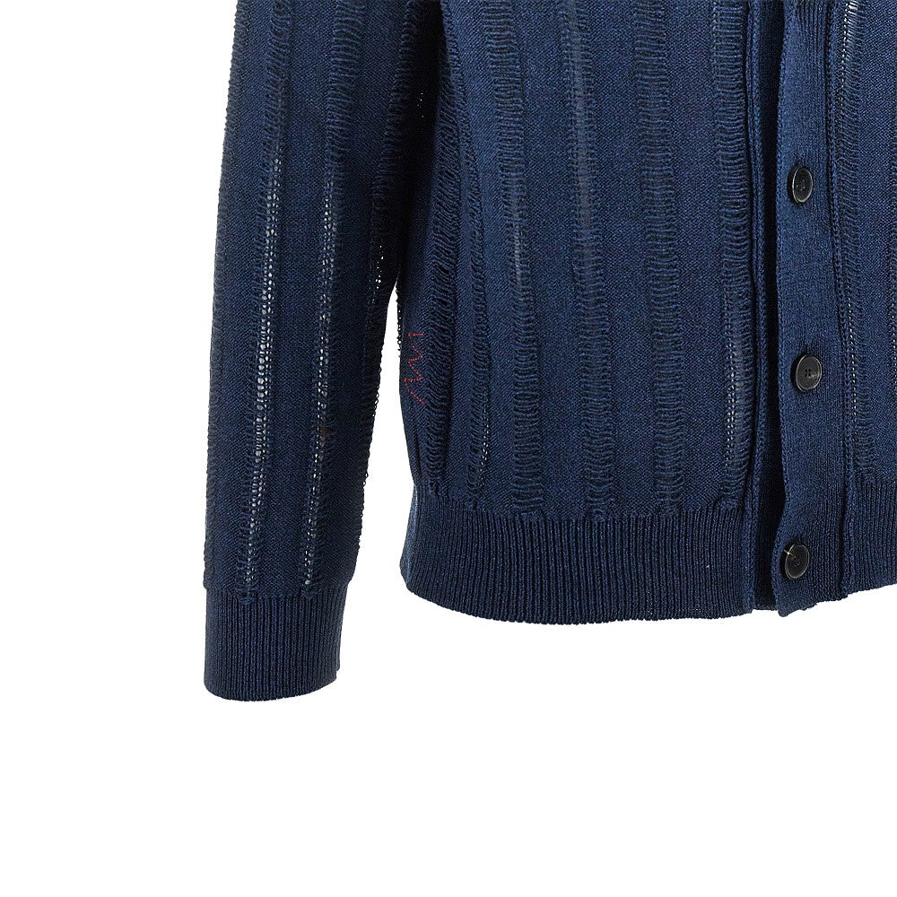 Cardigan in cotone con motivo a magli aperta