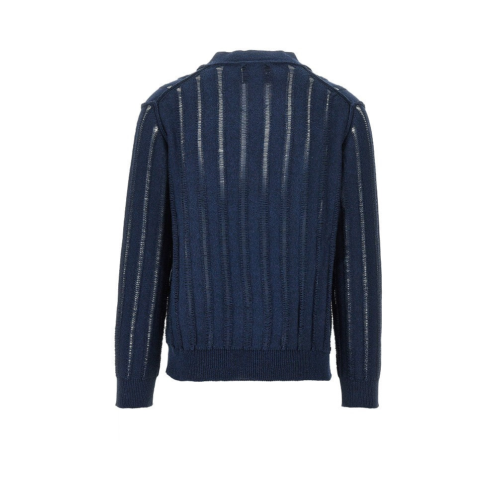 Cardigan in cotone con motivo a magli aperta