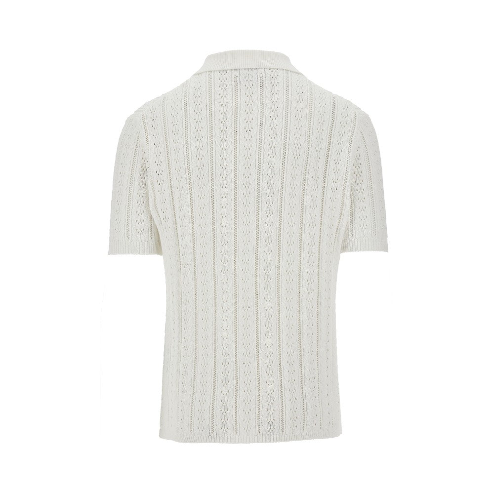 Openworked knit polo shirt