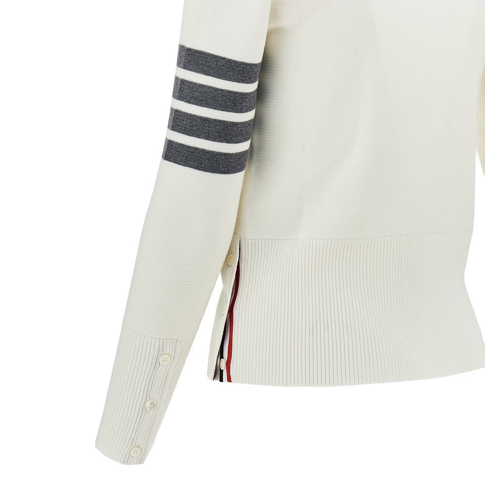 Merino wool cardigan with 4 Bar Stripe