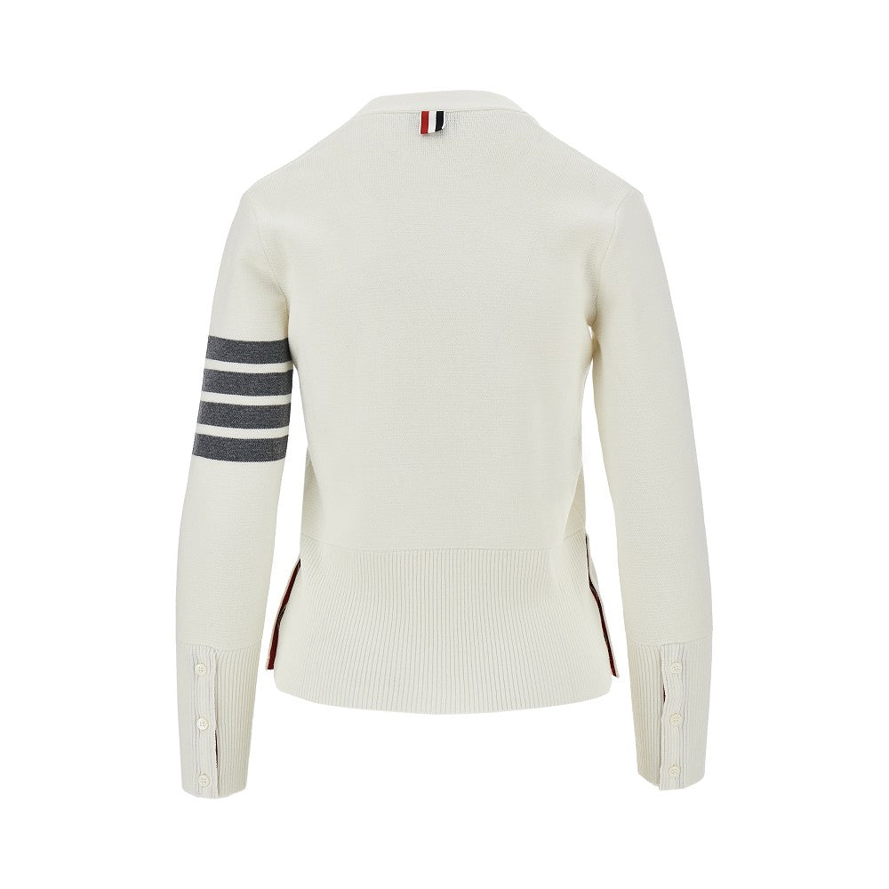 Merino wool cardigan with 4 Bar Stripe
