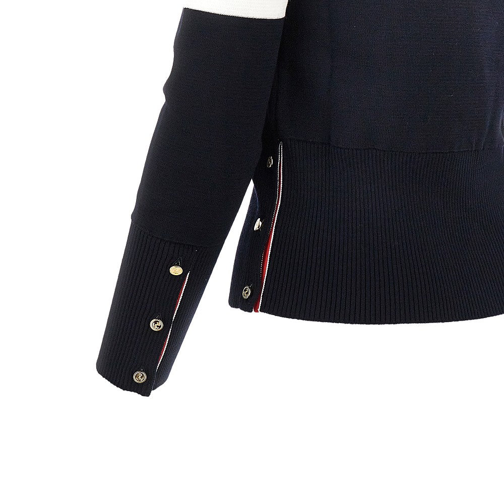 Merino wool cardigan with 4 Bar Stripe