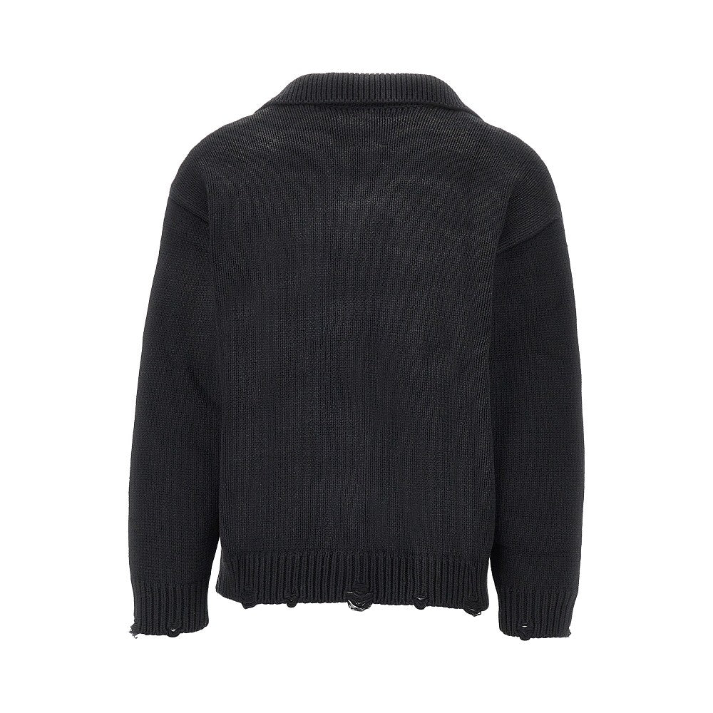 Cardigan ricamato con effetto sdrucito