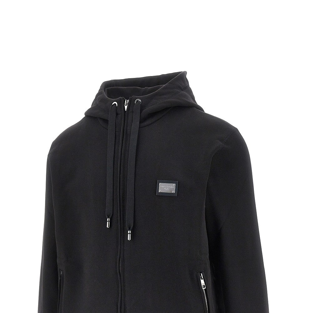 Felpa full-zip con placchetta logo