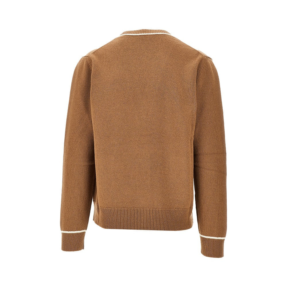 Cardigan in lana vergine con intarsio DG