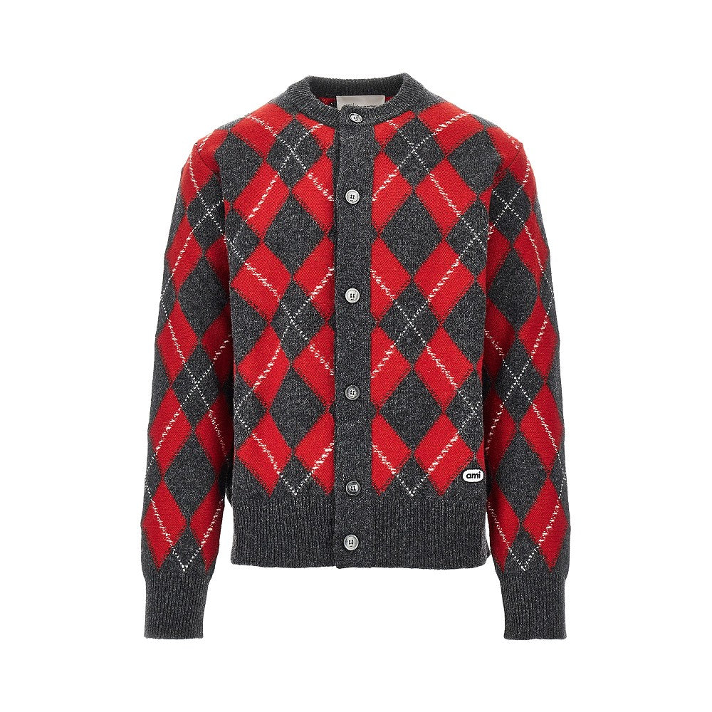 Cardigan in lana a rombi