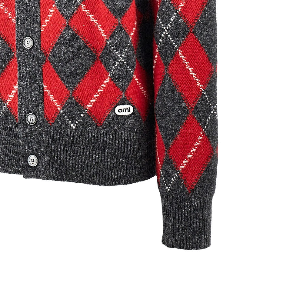 Cardigan in lana a rombi