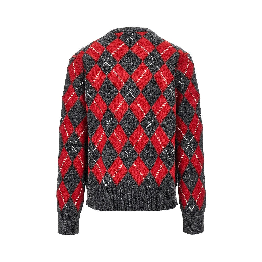 Cardigan in lana a rombi