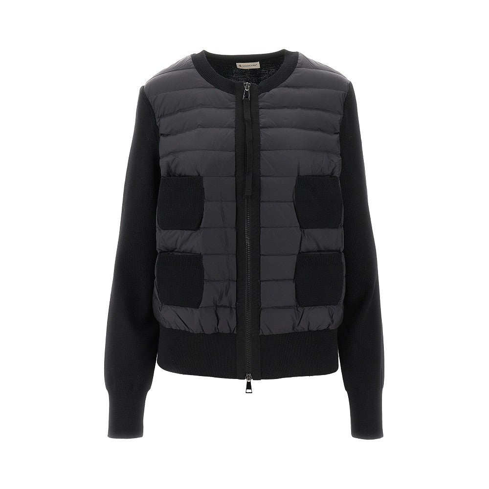 Wool and padded nylon cardigan